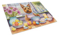 Decorating Easter Australian Terrier Cutting Board Tempered Glass Kitchen Cutting Surface, Heat Resistant Chopping, Non-Slip Feet, Food Prep & Serving