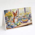 Decorating Easter Basenji Greeting Cards Pack of 8 Blank Cards with Envelopes Whimsical A7 Size 5x7
