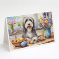 Decorating Easter Bearded Collie Greeting Cards Pack of 8 Blank Cards with Envelopes Whimsical A7 Size 5x7