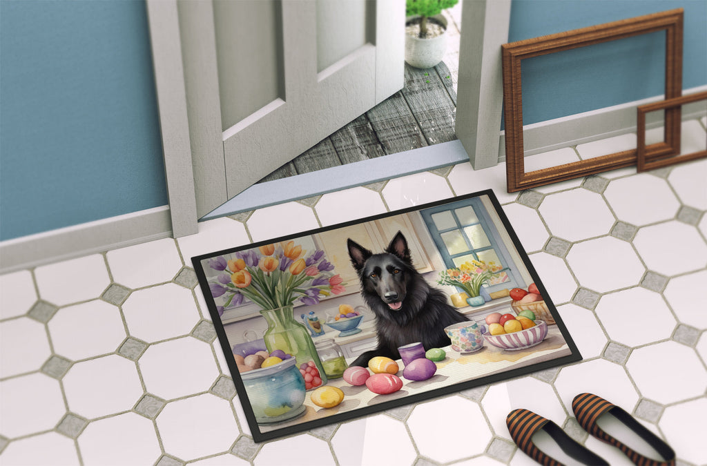 Decorating Easter Belgian Sheepdog Doormat Indoor Outdoor 18H X 27W Front Door Mat Rugs for Entryway, Non Slip Washable