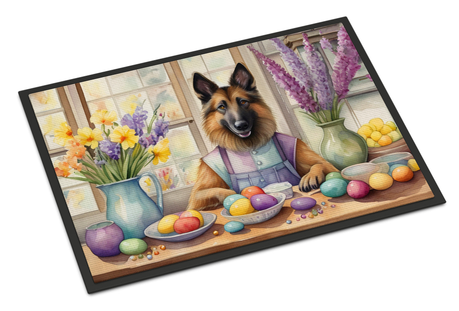 Decorating Easter Belgian Tervuren Doormat Indoor Outdoor 18H X 27W Front Door Mat Rugs for Entryway, Non Slip Washable
