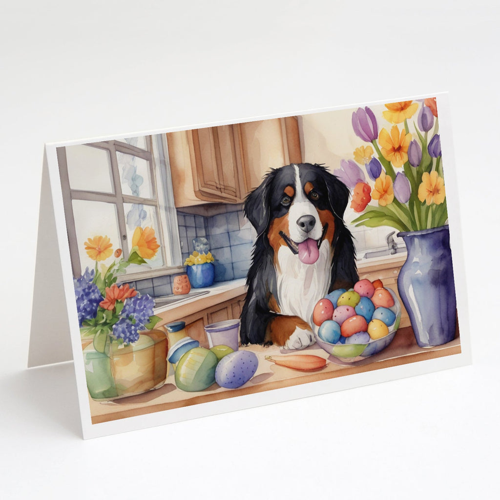 Decorating Easter Bernese Mountain Dog Greeting Cards Pack of 8 Blank Cards with Envelopes Whimsical A7 Size 5x7