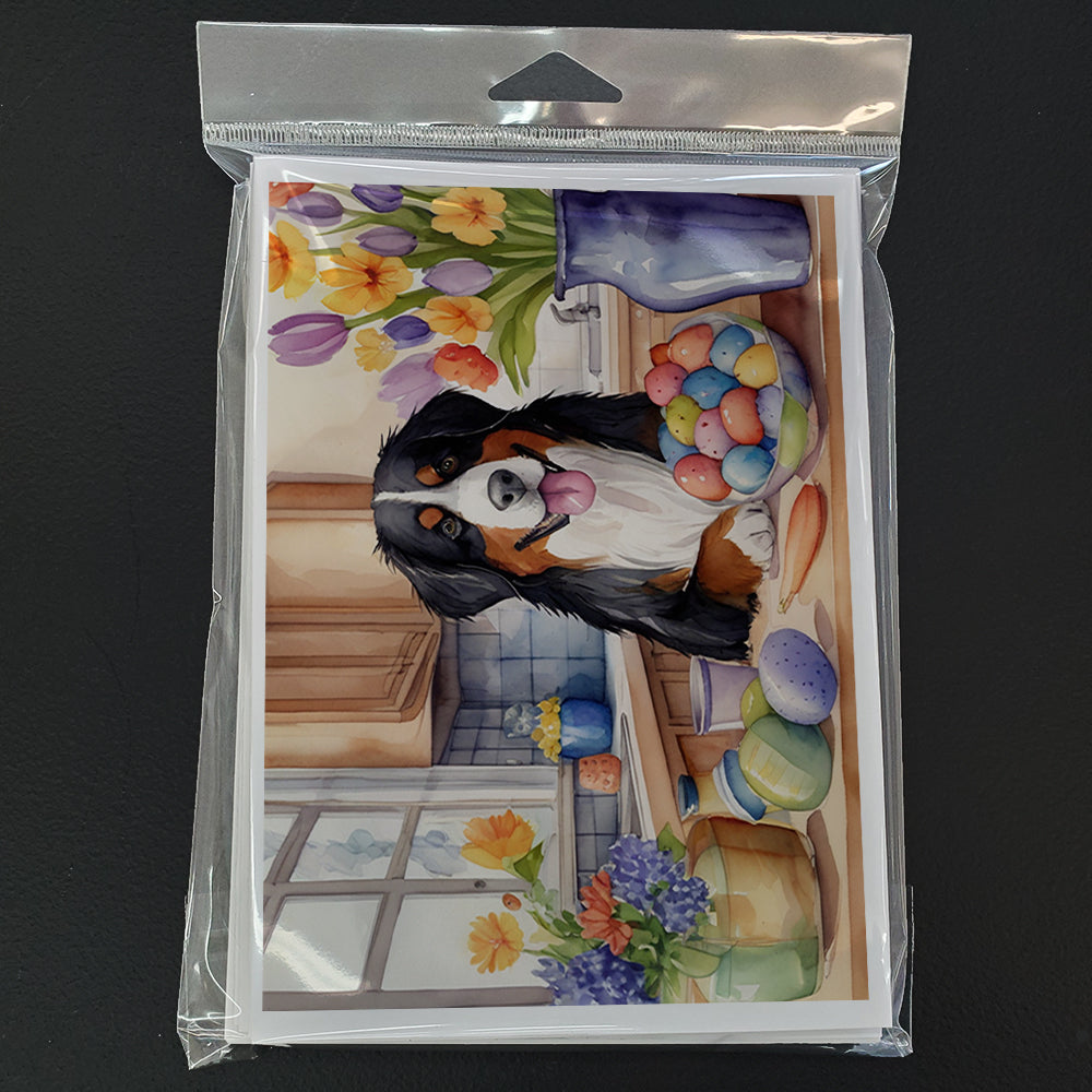 Decorating Easter Bernese Mountain Dog Greeting Cards Pack of 8 Blank Cards with Envelopes Whimsical A7 Size 5x7