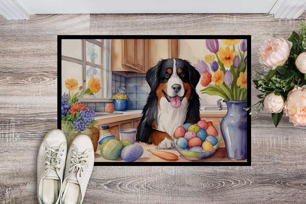 Decorating Easter Bernese Mountain Dog Doormat Indoor Outdoor 24H X 36W Front Door Mat Rugs for Entryway, Non Slip Washable Low Pile,