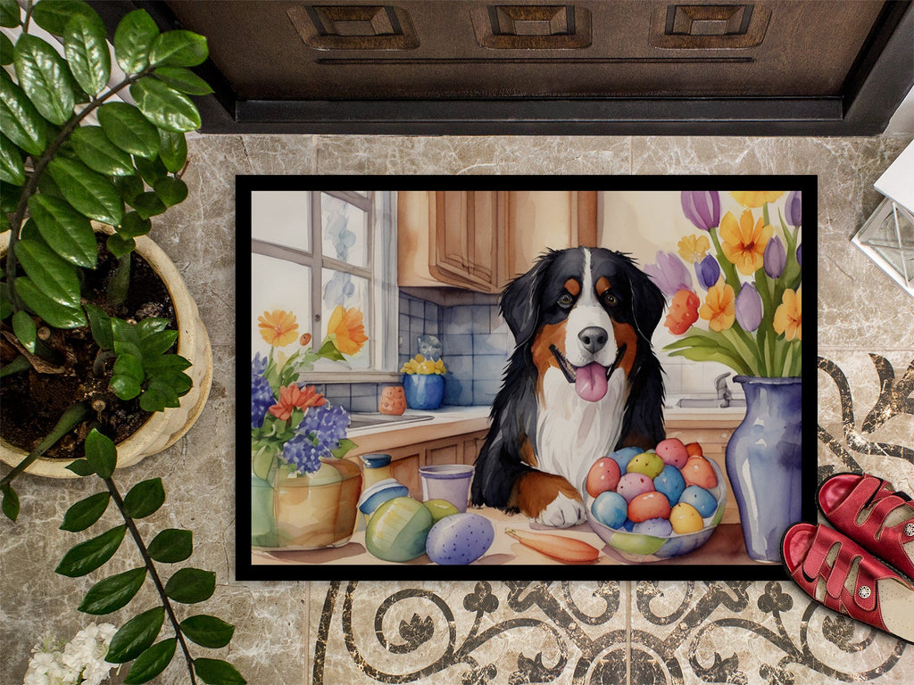 Decorating Easter Bernese Mountain Dog Doormat Indoor Outdoor 18H X 27W Front Door Mat Rugs for Entryway, Non Slip Washable