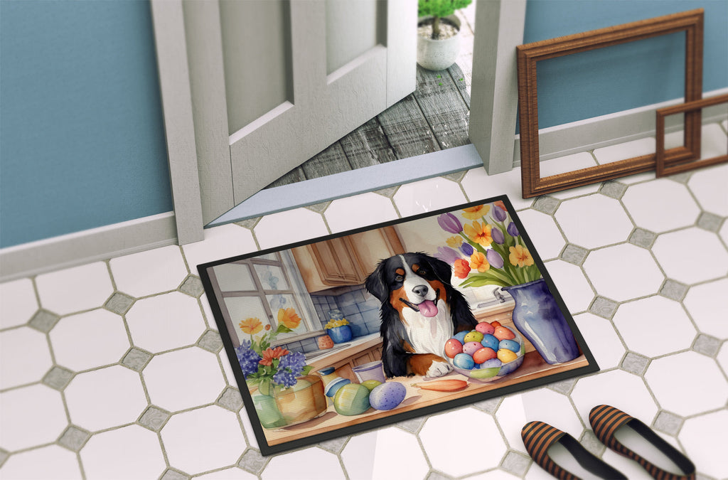 Decorating Easter Bernese Mountain Dog Doormat Indoor Outdoor 18H X 27W Front Door Mat Rugs for Entryway, Non Slip Washable