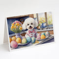 Decorating Easter Bichon Frise Greeting Cards Pack of 8 Blank Cards with Envelopes Whimsical A7 Size 5x7
