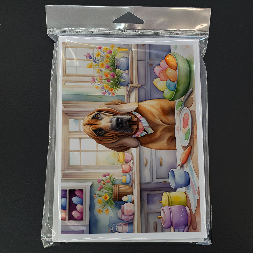 Decorating Easter Bloodhound Greeting Cards Pack of 8 Blank Cards with Envelopes Whimsical A7 Size 5x7
