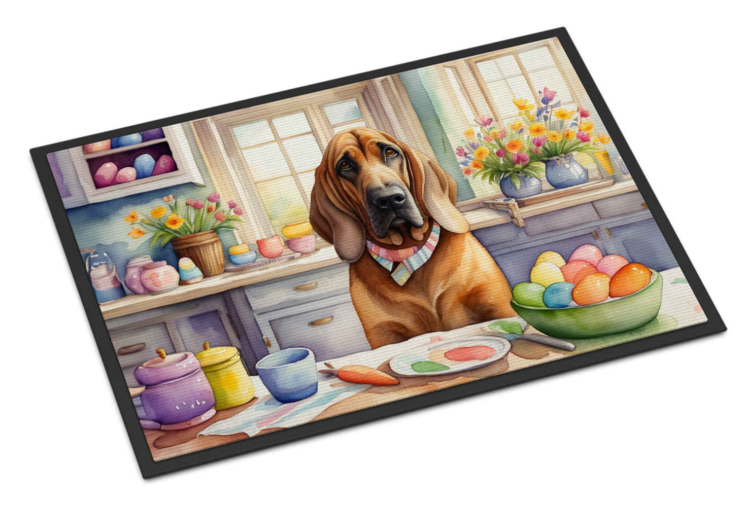 Decorating Easter Bloodhound Doormat Indoor Outdoor 24H X 36W Front Door Mat Rugs for Entryway, Non Slip Washable Low Pile,