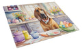Decorating Easter Bloodhound Cutting Board Tempered Glass Kitchen Cutting Surface, Heat Resistant Chopping, Non-Slip Feet, Food Prep & Serving