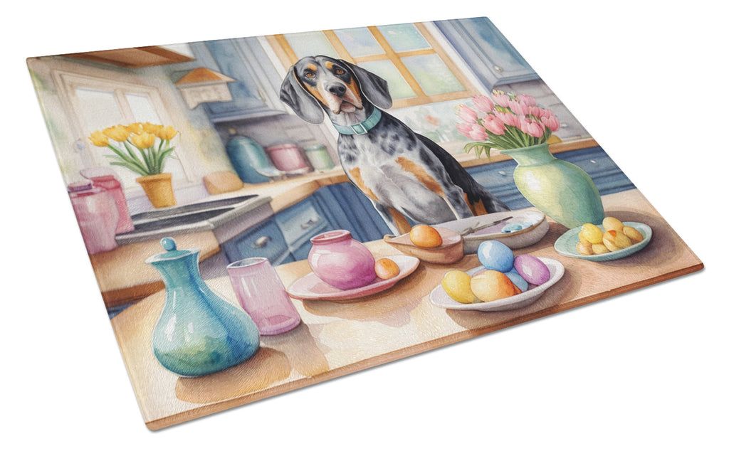 Decorating Easter Bluetick Coonhound Cutting Board Tempered Glass Kitchen Cutting Surface, Heat Resistant Chopping, Non-Slip Feet, Food Prep & Serving