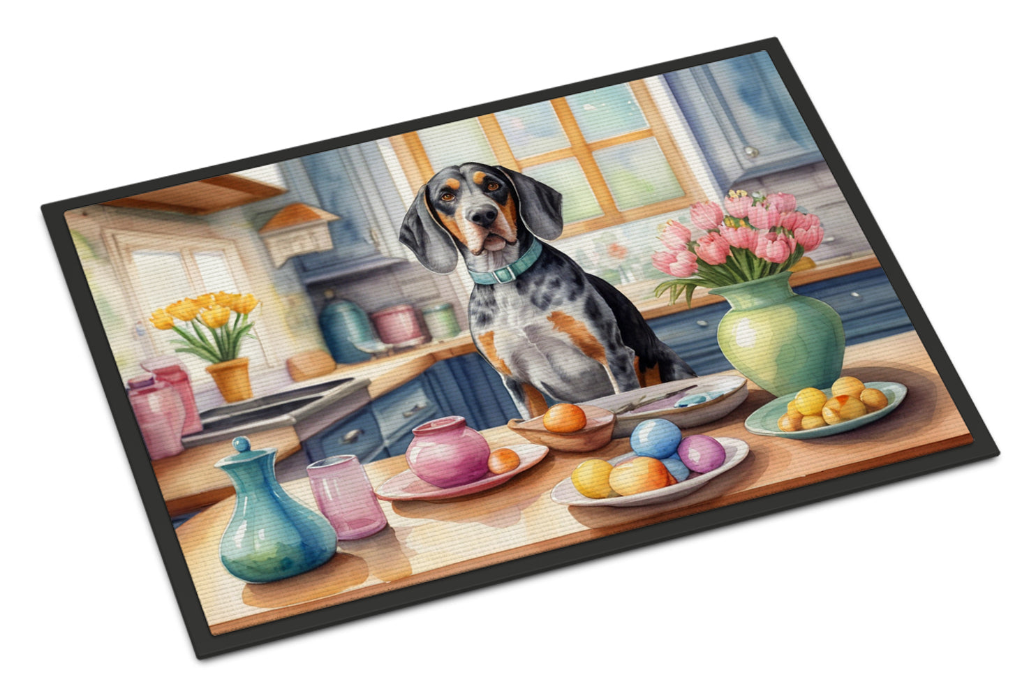 Decorating Easter Bluetick Coonhound Doormat Indoor Outdoor 18H X 27W Front Door Mat Rugs for Entryway, Non Slip Washable