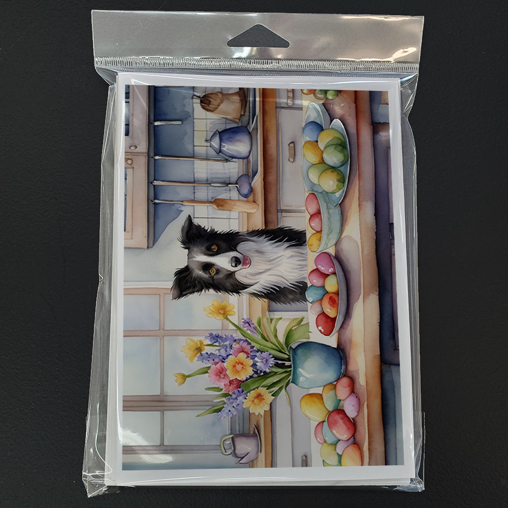 Decorating Easter Border Collie Greeting Cards Pack of 8 Blank Cards with Envelopes Whimsical A7 Size 5x7