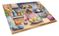 Decorating Easter Border Terrier Cutting Board Tempered Glass Kitchen Cutting Surface, Heat Resistant Chopping, Non-Slip Feet, Food Prep & Serving