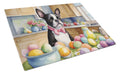 Decorating Easter Boston Terrier Cutting Board Tempered Glass Kitchen Cutting Surface, Heat Resistant Chopping, Non-Slip Feet, Food Prep & Serving