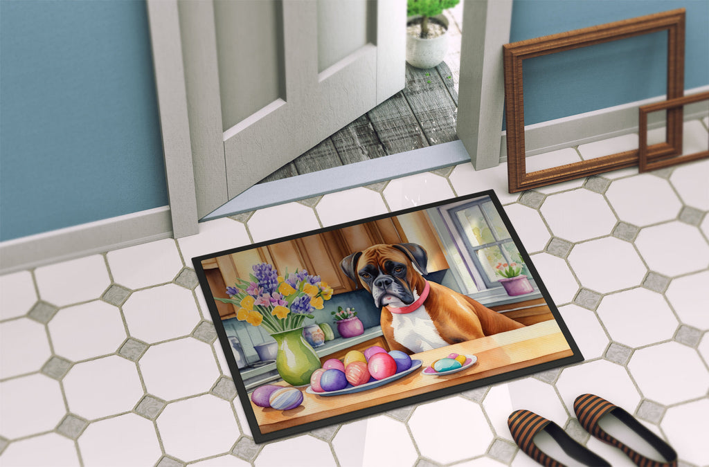 Decorating Easter Boxer Doormat Indoor Outdoor 18H X 27W Front Door Mat Rugs for Entryway, Non Slip Washable