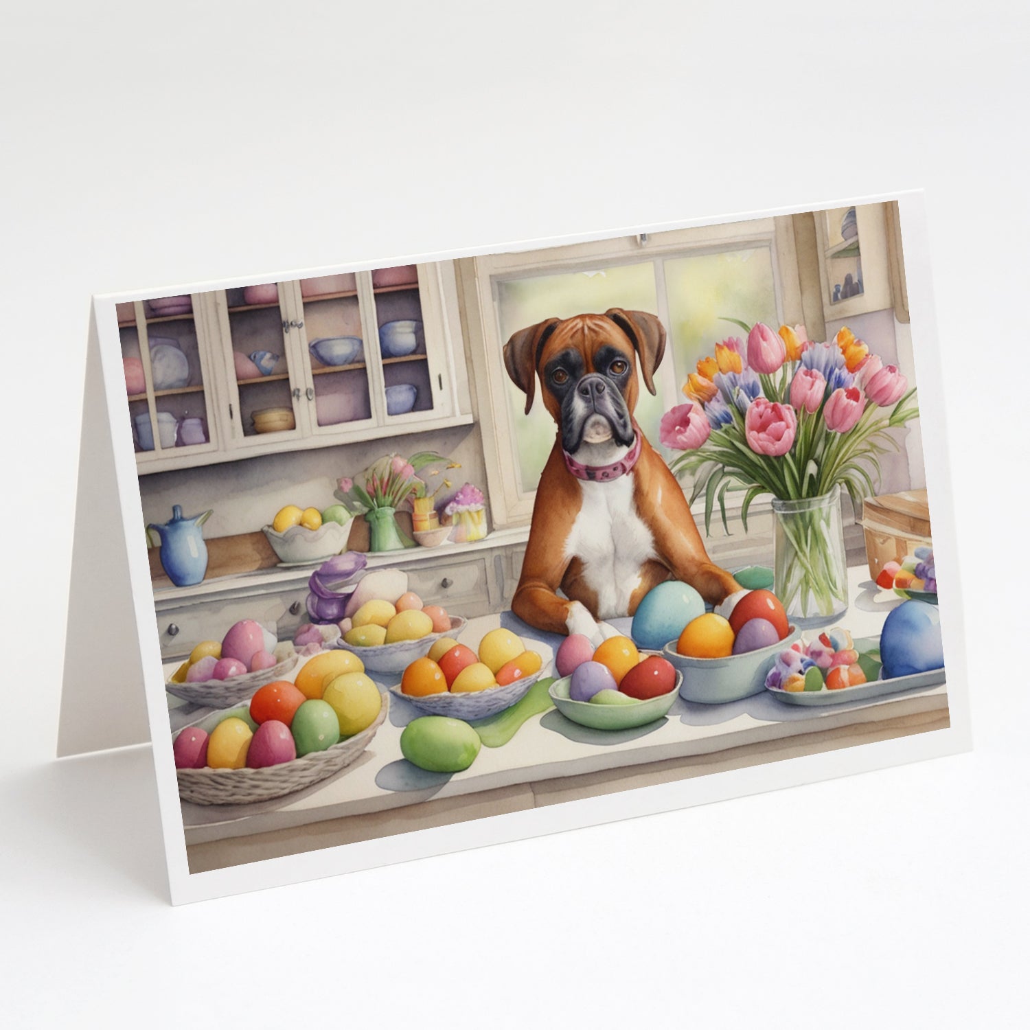 Decorating Easter Boxer Greeting Cards Pack of 8 Blank Cards with Envelopes Whimsical A7 Size 5x7
