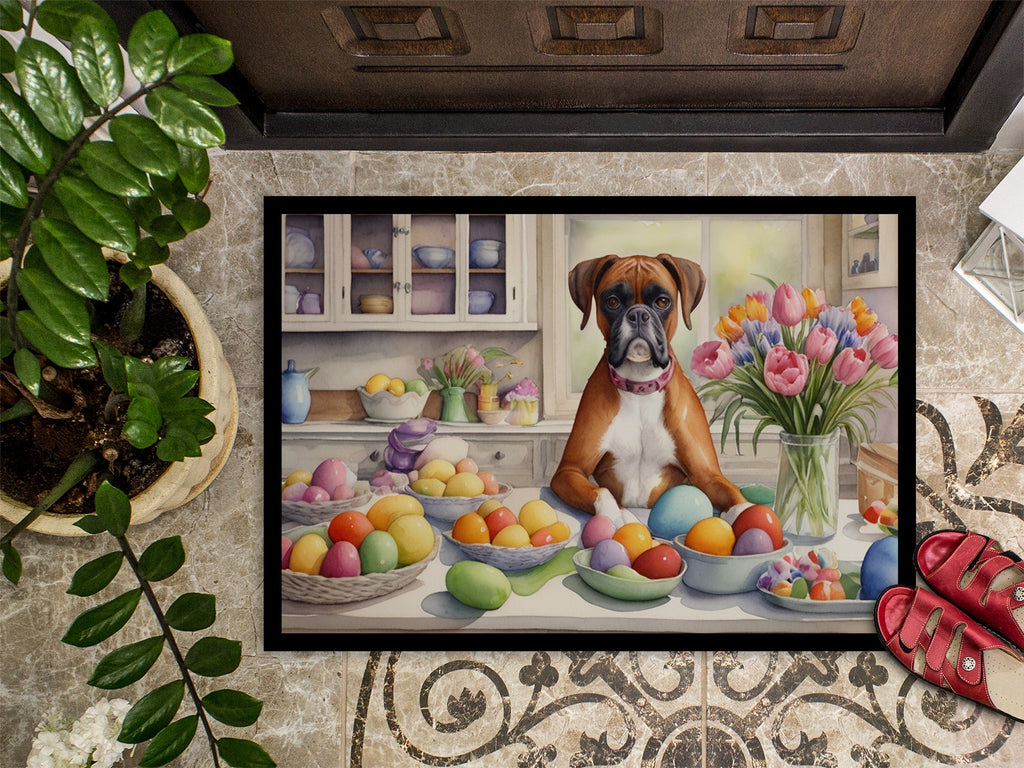 Decorating Easter Boxer Doormat Indoor Outdoor 24H X 36W Front Door Mat Rugs for Entryway, Non Slip Washable Low Pile,