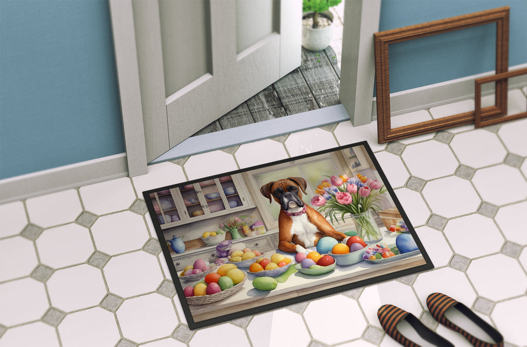 Decorating Easter Boxer Doormat Indoor Outdoor 18H X 27W Front Door Mat Rugs for Entryway, Non Slip Washable