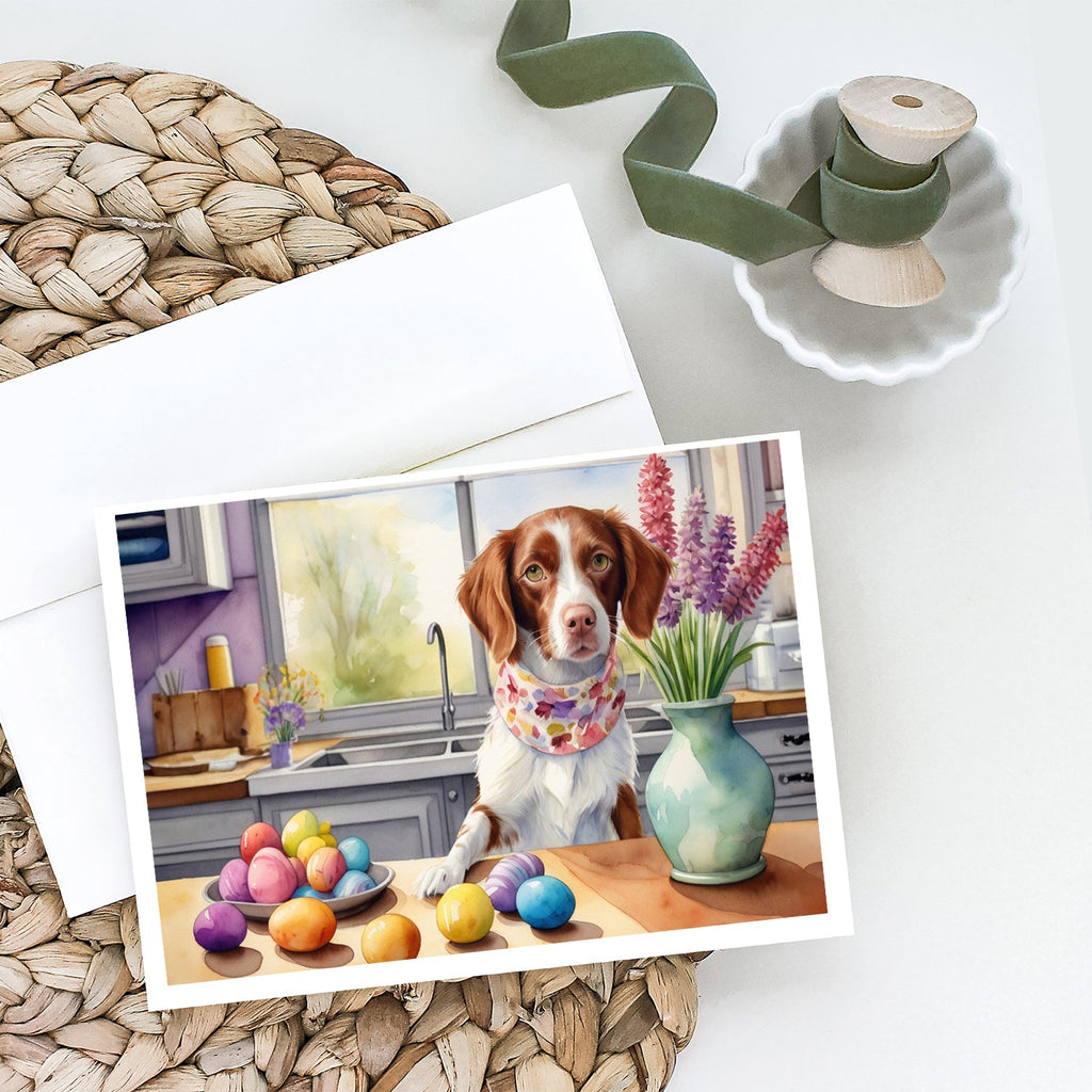 Decorating Easter Brittany Spaniel Greeting Cards Pack of 8 Blank Cards with Envelopes Whimsical A7 Size 5x7