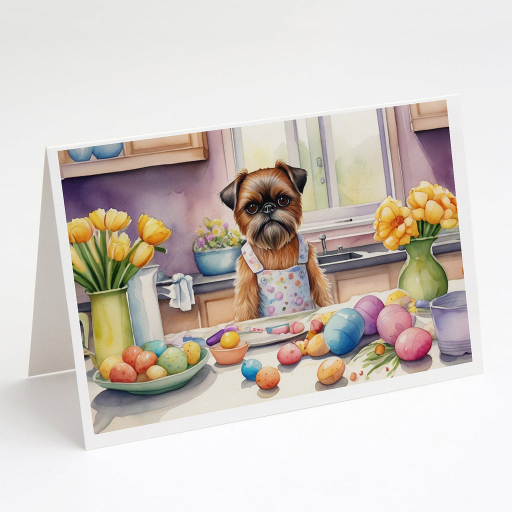 Decorating Easter Brussels Griffon Greeting Cards Pack of 8 Blank Cards with Envelopes Whimsical A7 Size 5x7