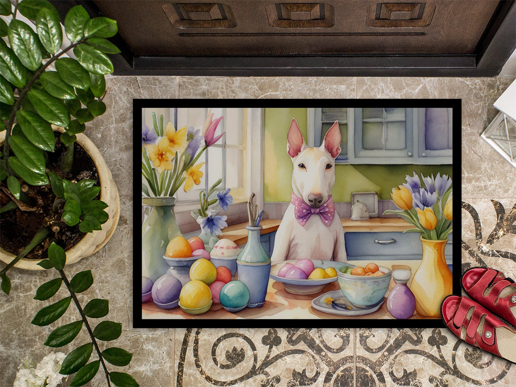 Decorating Easter Bull Terrier Doormat Indoor Outdoor 24H X 36W Front Door Mat Rugs for Entryway, Non Slip Washable Low Pile,