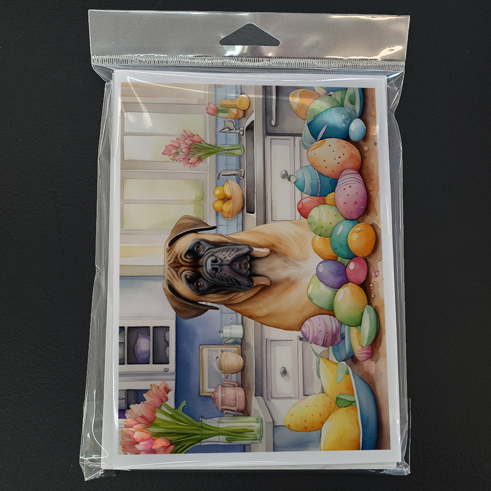 Decorating Easter Bullmastiff Greeting Cards Pack of 8 Blank Cards with Envelopes Whimsical A7 Size 5x7