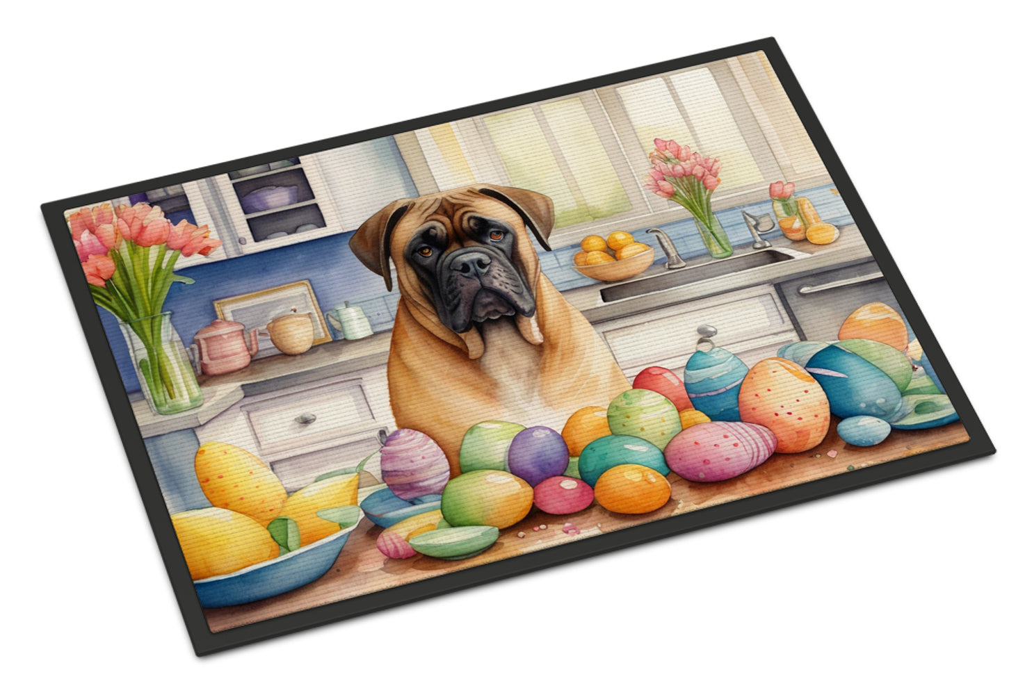 Decorating Easter Bullmastiff Doormat Indoor Outdoor 24H X 36W Front Door Mat Rugs for Entryway, Non Slip Washable Low Pile,