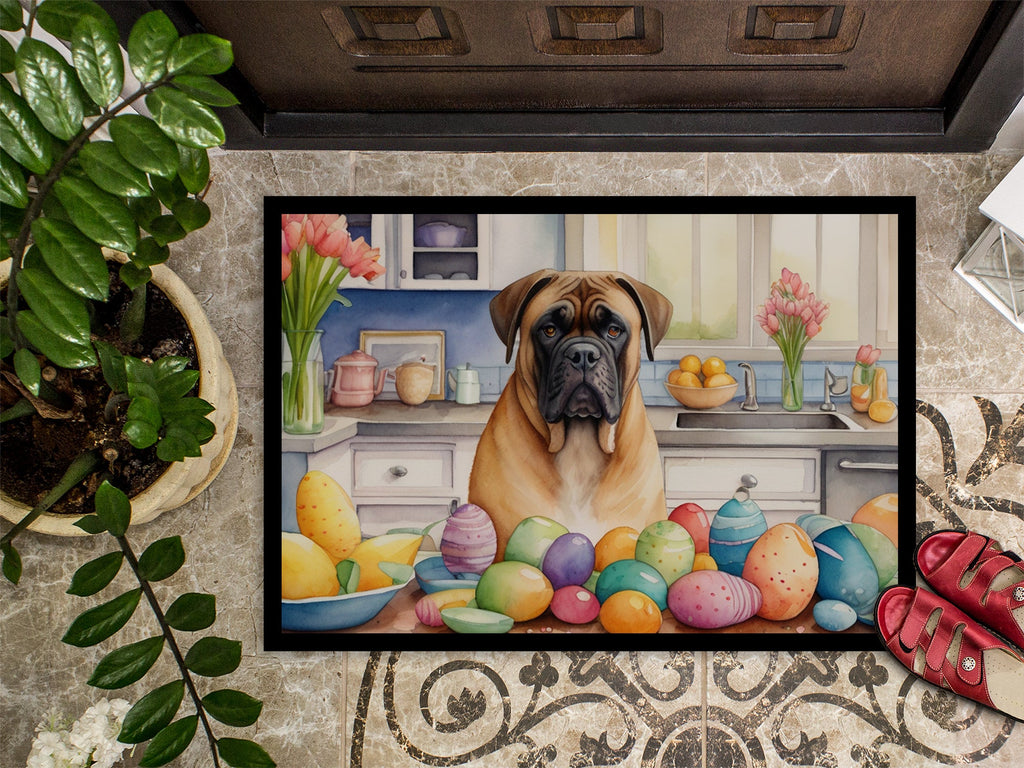 Decorating Easter Bullmastiff Doormat Indoor Outdoor 18H X 27W Front Door Mat Rugs for Entryway, Non Slip Washable