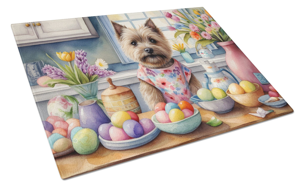 Decorating Easter Cairn Terrier Cutting Board Tempered Glass Kitchen Cutting Surface, Heat Resistant Chopping, Non-Slip Feet, Food Prep & Serving