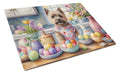 Decorating Easter Cairn Terrier Cutting Board Tempered Glass Kitchen Cutting Surface, Heat Resistant Chopping, Non-Slip Feet, Food Prep & Serving