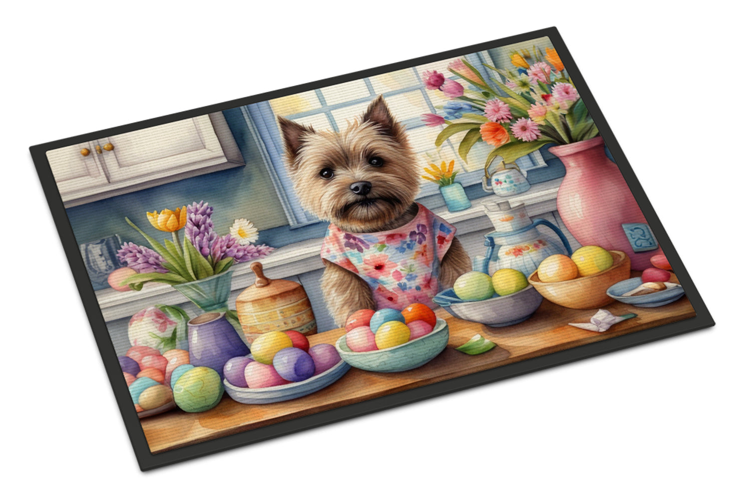 Decorating Easter Cairn Terrier Doormat Indoor Outdoor 18H X 27W Front Door Mat Rugs for Entryway, Non Slip Washable
