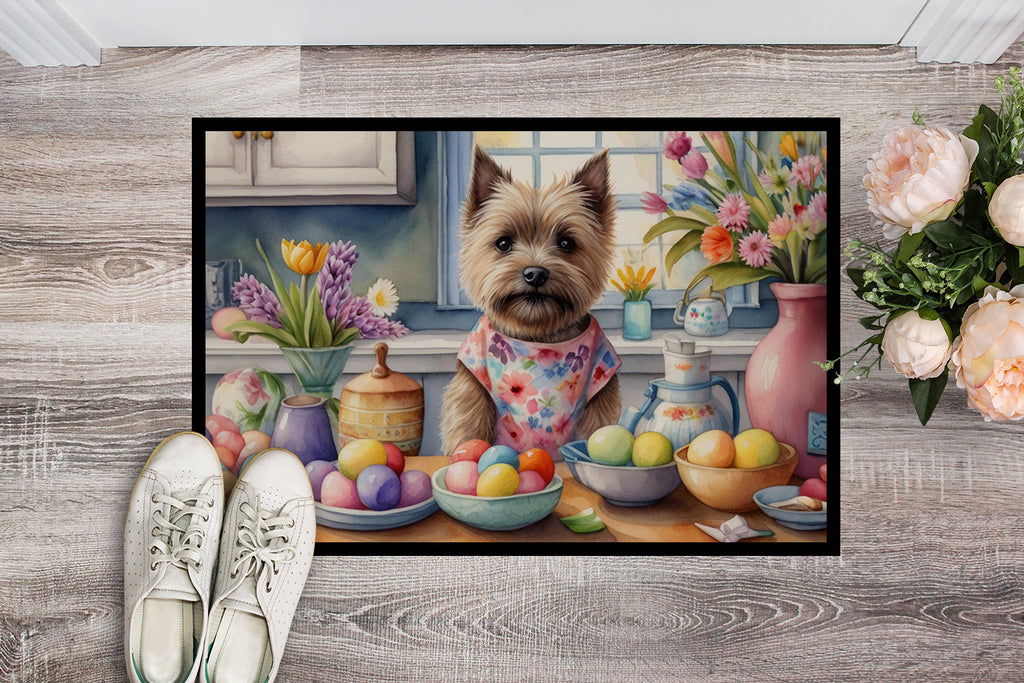 Decorating Easter Cairn Terrier Doormat Indoor Outdoor 18H X 27W Front Door Mat Rugs for Entryway, Non Slip Washable