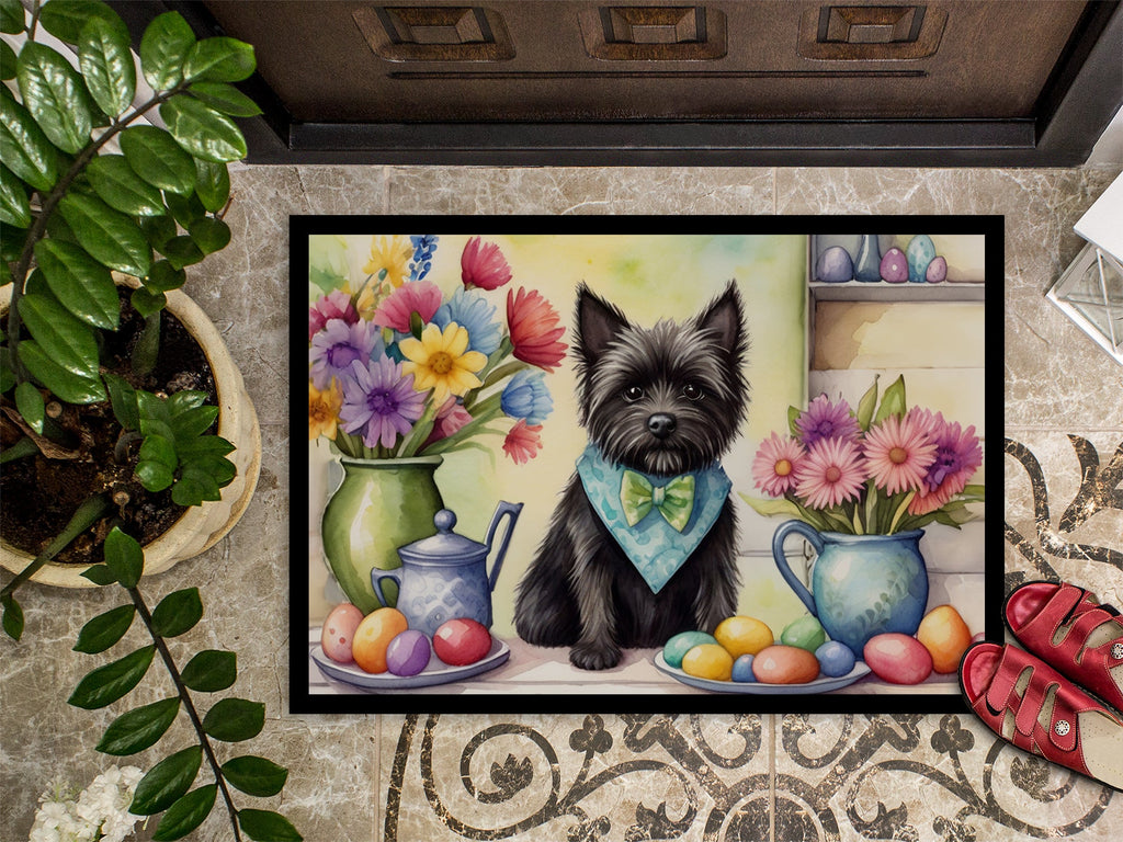 Decorating Easter Cairn Terrier Doormat Indoor Outdoor 24H X 36W Front Door Mat Rugs for Entryway, Non Slip Washable Low Pile,