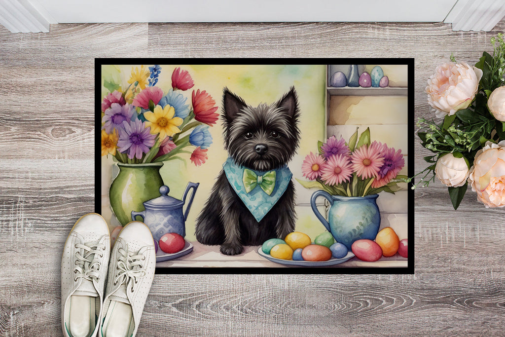 Decorating Easter Cairn Terrier Doormat Indoor Outdoor 18H X 27W Front Door Mat Rugs for Entryway, Non Slip Washable