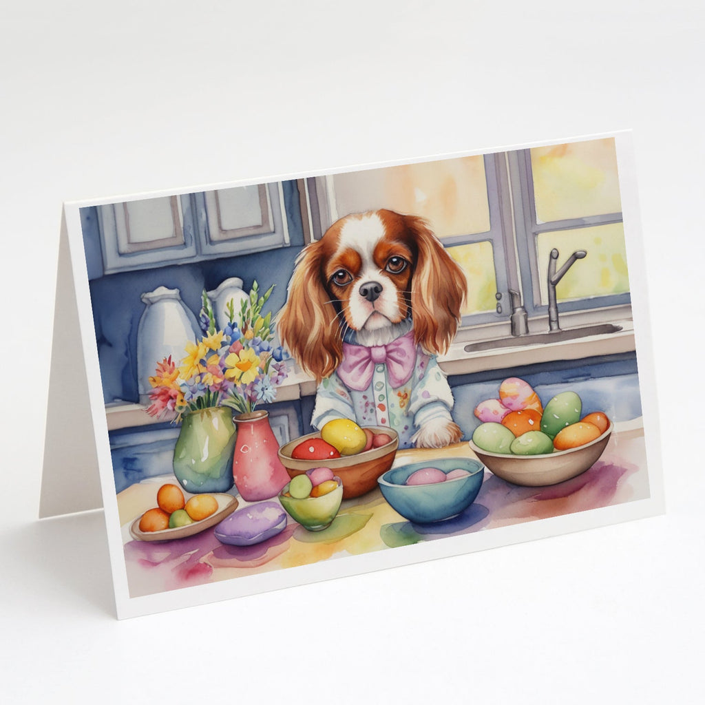 Decorating Easter Cavalier Spaniel Greeting Cards Pack of 8 Blank Cards with Envelopes Whimsical A7 Size 5x7