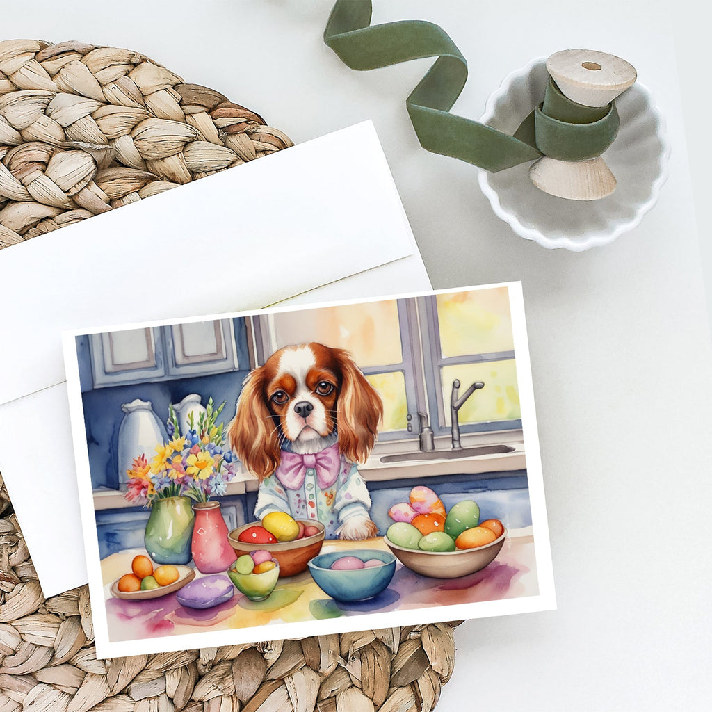 Decorating Easter Cavalier Spaniel Greeting Cards Pack of 8 Blank Cards with Envelopes Whimsical A7 Size 5x7