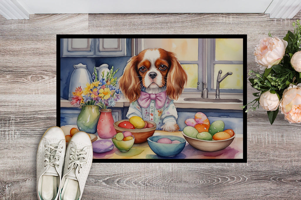 Decorating Easter Cavalier Spaniel Doormat Indoor Outdoor 18H X 27W Front Door Mat Rugs for Entryway, Non Slip Washable