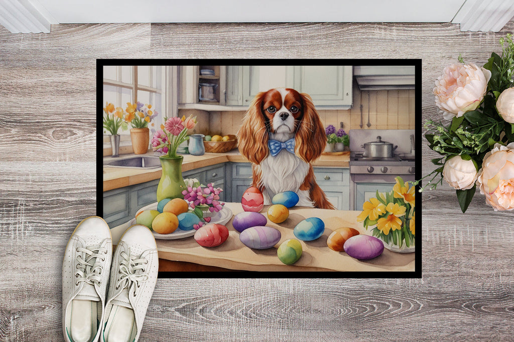 Decorating Easter Cavalier Spaniel Doormat Indoor Outdoor 18H X 27W Front Door Mat Rugs for Entryway, Non Slip Washable