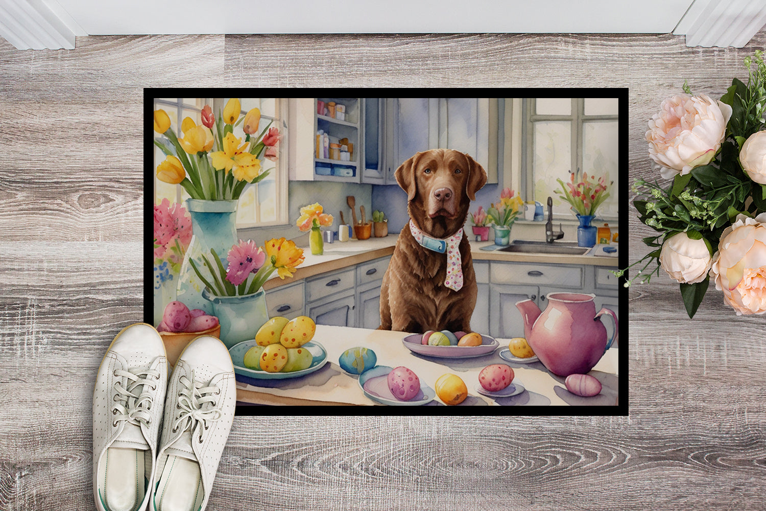 Decorating Easter Chesapeake Bay Retriever Doormat Indoor Outdoor 18H X 27W Front Door Mat Rugs for Entryway, Non Slip Washable