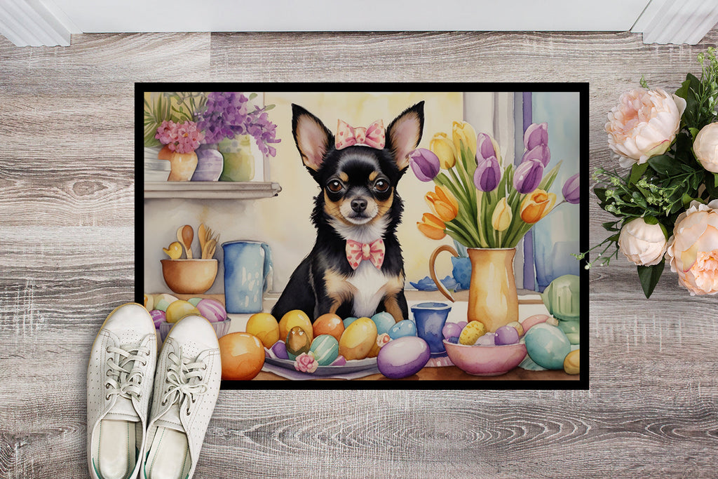 Decorating Easter Chihuahua Doormat Indoor Outdoor 18H X 27W Front Door Mat Rugs for Entryway, Non Slip Washable