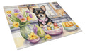 Decorating Easter Chihuahua Cutting Board Tempered Glass Kitchen Cutting Surface, Heat Resistant Chopping, Non-Slip Feet, Food Prep & Serving