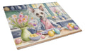 Decorating Easter Chinese Crested Cutting Board Tempered Glass Kitchen Cutting Surface, Heat Resistant Chopping, Non-Slip Feet, Food Prep & Serving