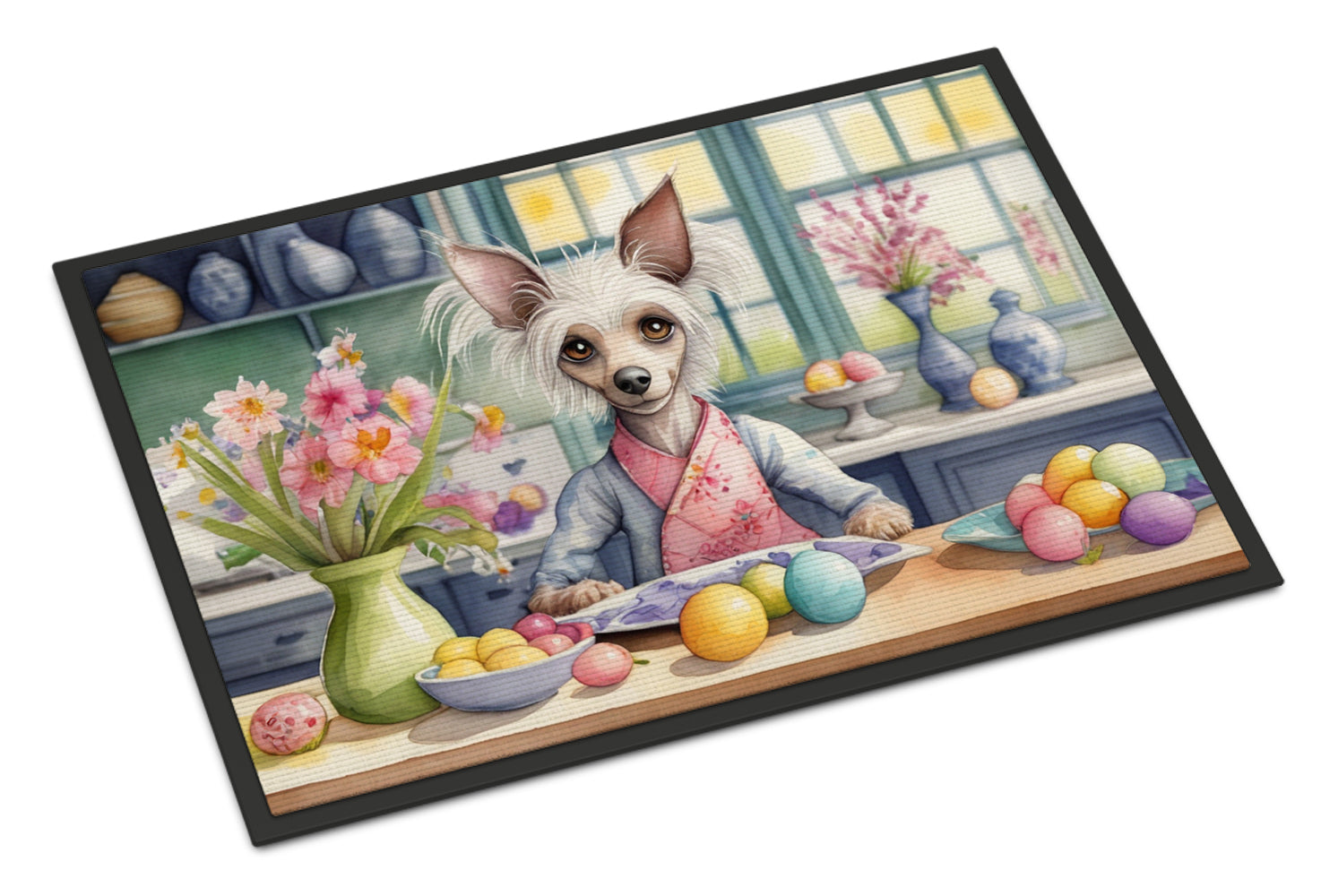 Decorating Easter Chinese Crested Doormat Indoor Outdoor 18H X 27W Front Door Mat Rugs for Entryway, Non Slip Washable