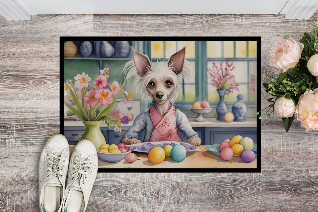 Decorating Easter Chinese Crested Doormat Indoor Outdoor 18H X 27W Front Door Mat Rugs for Entryway, Non Slip Washable