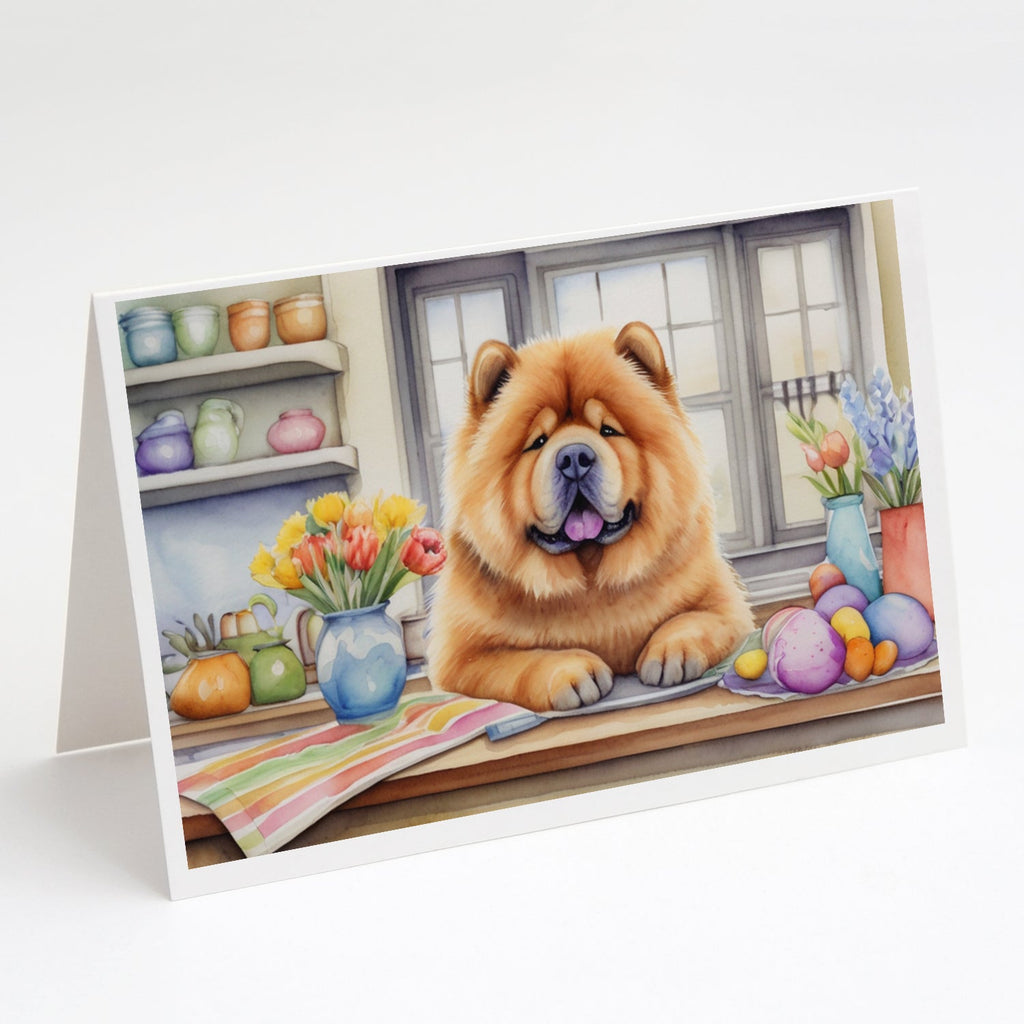 Decorating Easter Chow Chow Greeting Cards Pack of 8 Blank Cards with Envelopes Whimsical A7 Size 5x7