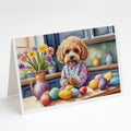 Decorating Easter Cockapoo Greeting Cards Pack of 8 Blank Cards with Envelopes Whimsical A7 Size 5x7
