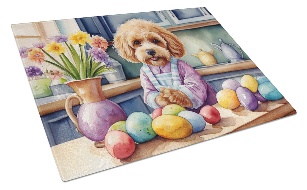 Decorating Easter Cockapoo Cutting Board Tempered Glass Kitchen Cutting Surface, Heat Resistant Chopping, Non-Slip Feet, Food Prep & Serving