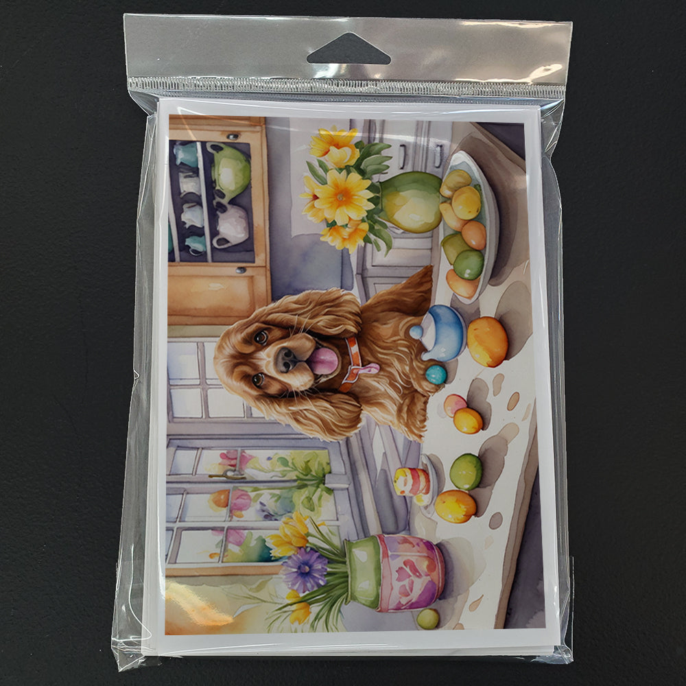 Decorating Easter Cocker Spaniel Greeting Cards Pack of 8 Blank Cards with Envelopes Whimsical A7 Size 5x7