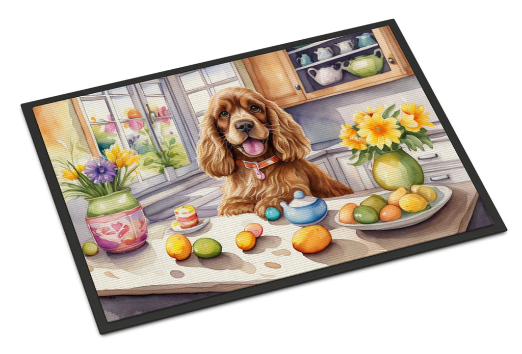 Decorating Easter Cocker Spaniel Doormat Indoor Outdoor 24H X 36W Front Door Mat Rugs for Entryway, Non Slip Washable Low Pile,